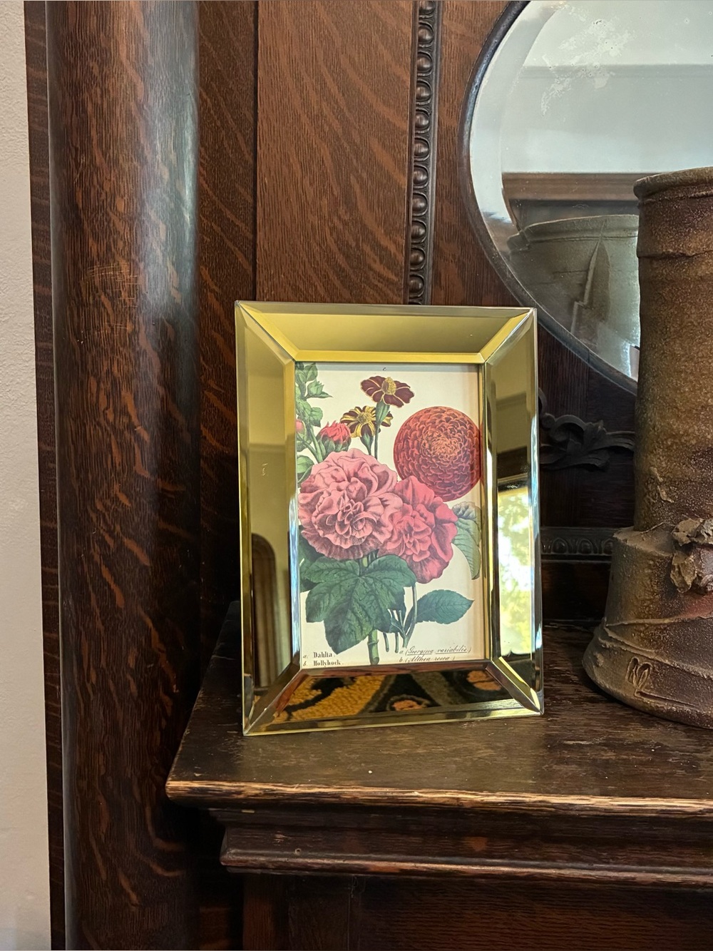 West Emory Gold Glass Picture Frame 6x8 Botanical Floral Flower Freestanding